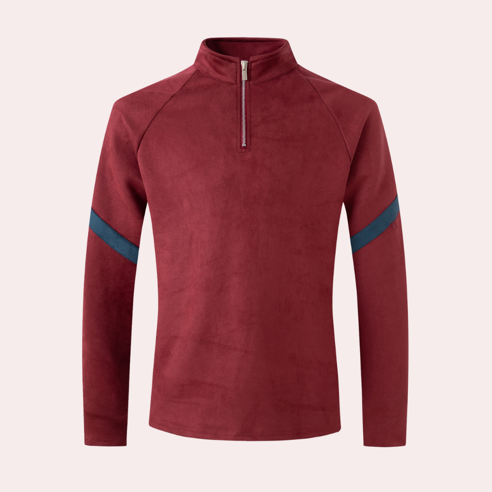 Herren-Pullover mit halbem Reißverschluss – Sportlicher Pullover mit Streifenmuster