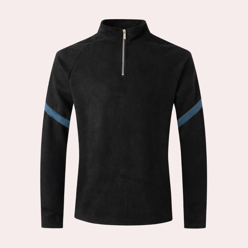 Herren-Pullover mit halbem Reißverschluss – Sportlicher Pullover mit Streifenmuster