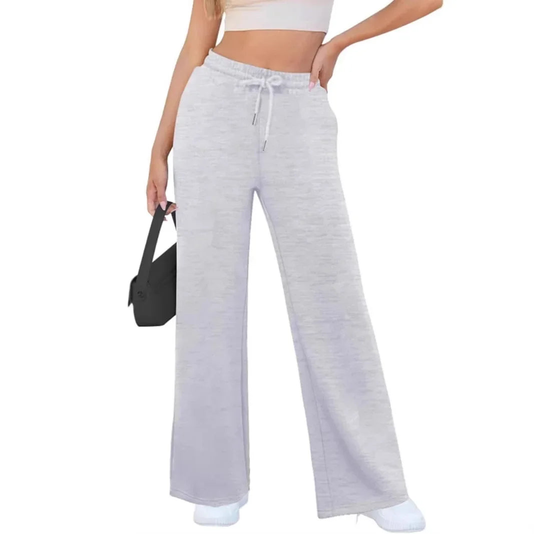 Damen-Loungewear-Hose – Bequeme Hose mit weitem Bein und Kordelzug
