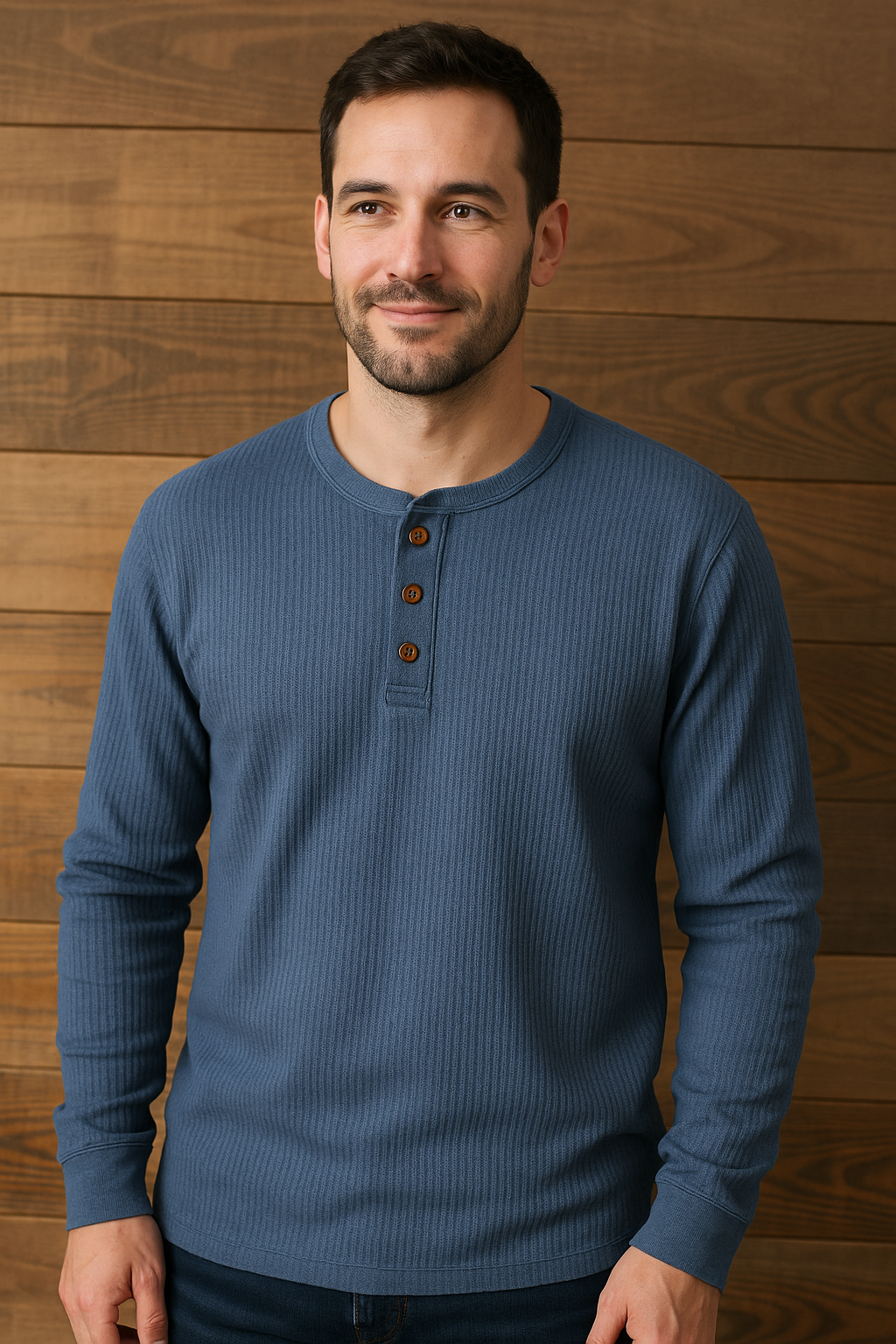 Waffel-Henley-Shirt | Bequeme Baumwolle | Lässige Herrenmode