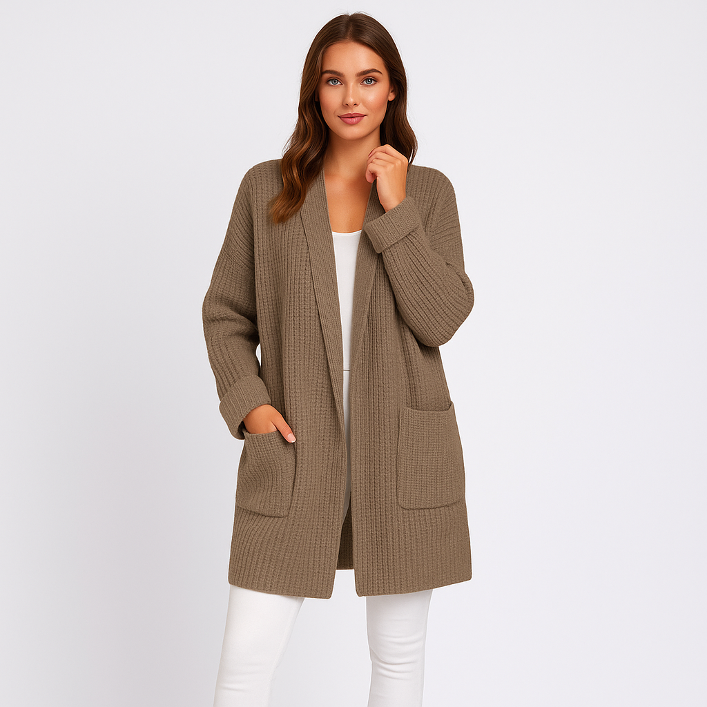 Dames Lange Gebreide Cardigan – Zacht, Comfortabel & Stijlvol