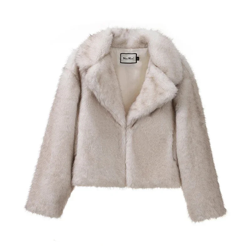 Dames Zachte Winterjas – Elegante Faux Fur Kort Jack