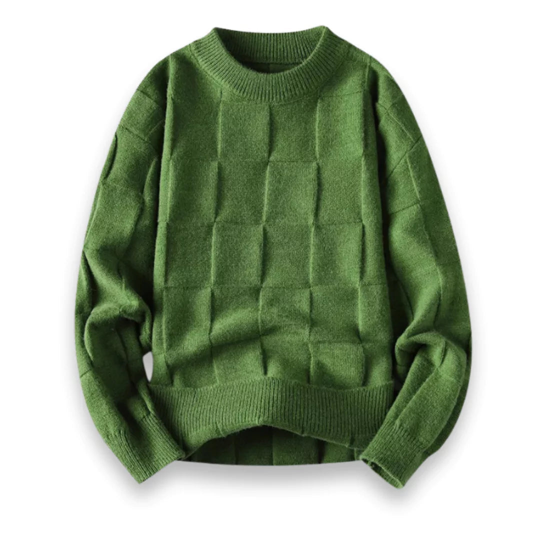 Herentrui met structuurpatroon – Moderne gebreide trui met ronde hals