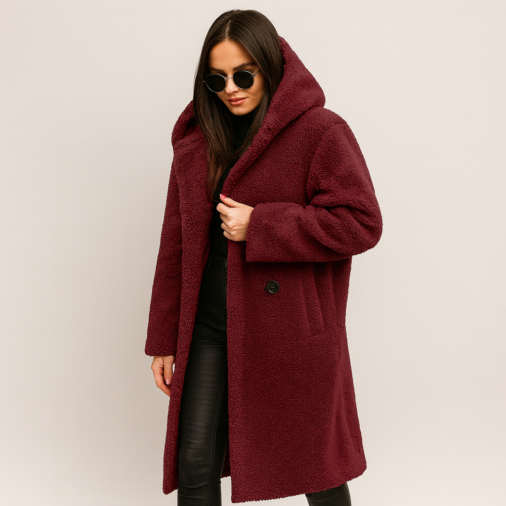 Dames Lange Winterjas met Capuchon – Warm, Zacht & Stijlvol