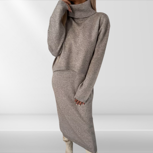 Strickkleid mit Rollkragen – Elegantes langes Winterkleid für Damen