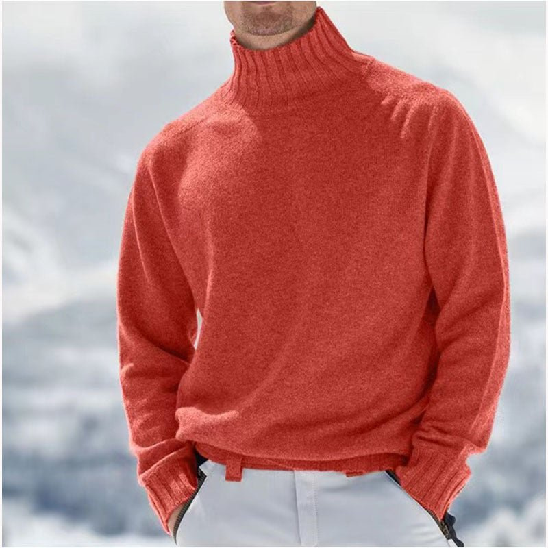 Herrenpullover mit hohem Rippkragen und bequemer Passform