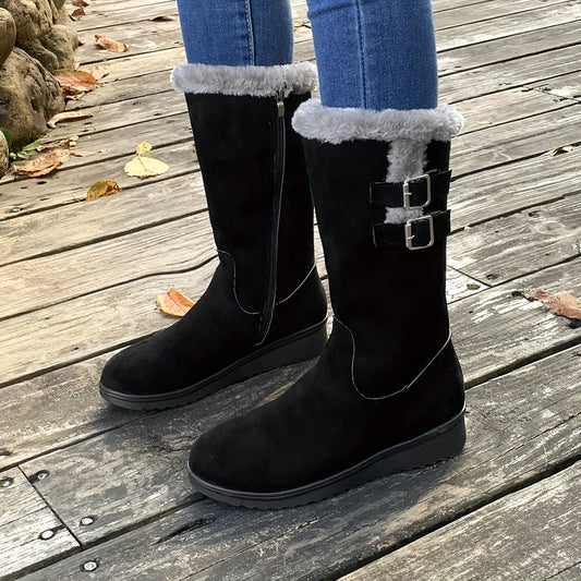 Damen-Winterstiefel mit Fellfutter – Warme Stiefel mit Schnallen