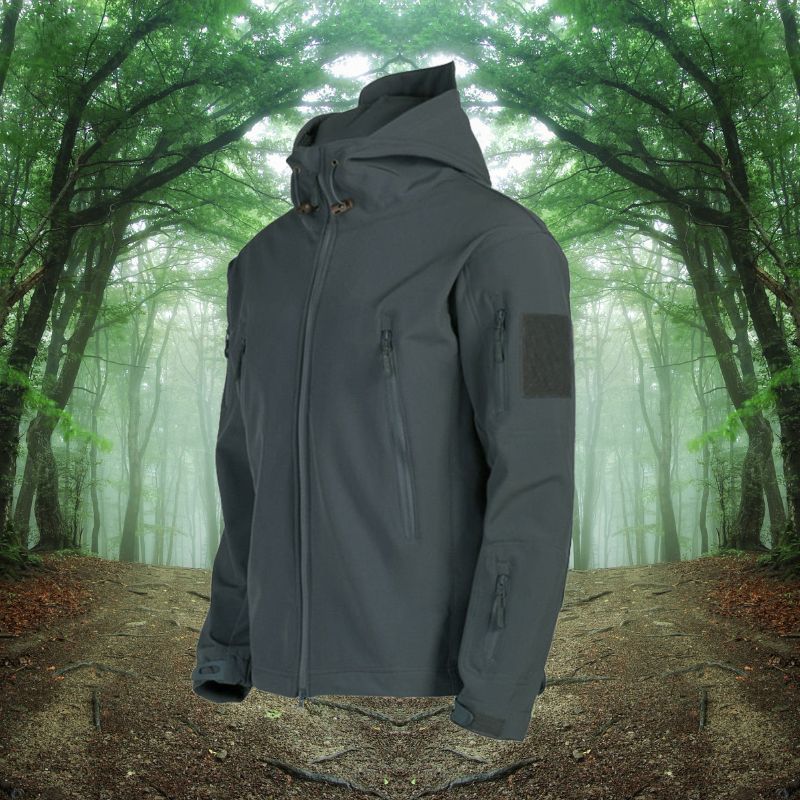 Herren-Softshelljacke für Outdoor-Aktivitäten – Taktisches Design mit Kapuze