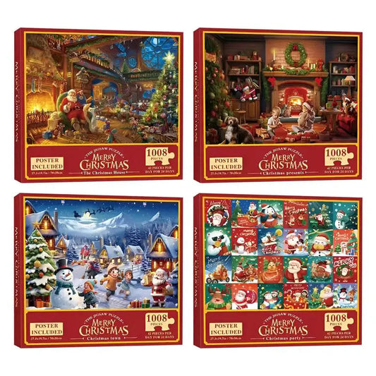 Kerst Puzzel Adventskalender – 1008-Delige Winterdorp Editie