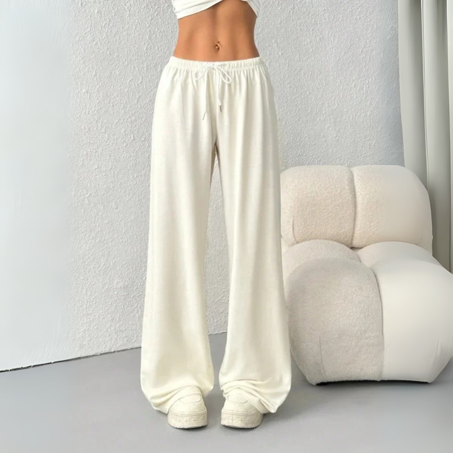 Dames Loungebroek – Comfortabele Broek met Wijde Pijpen en Elastische Taille