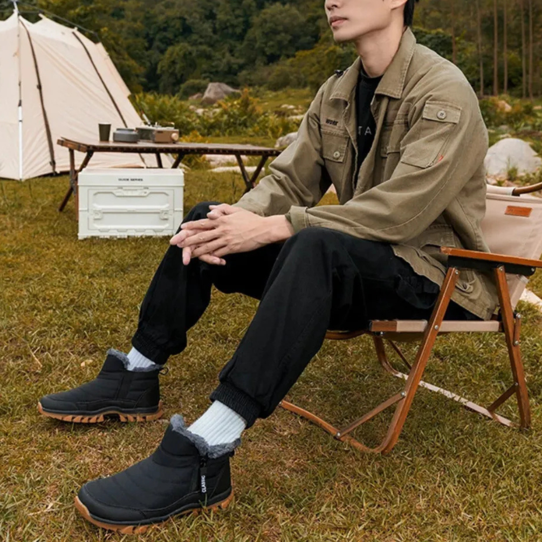 Heren Winter Outdoor Laarzen – Warme Antislip Enkelboots met Rits
